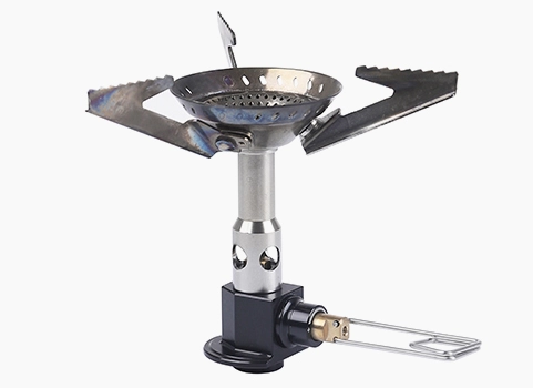 description of Lightweight Backpacking Canister Gas Stove with Integrated Pressure Regulator