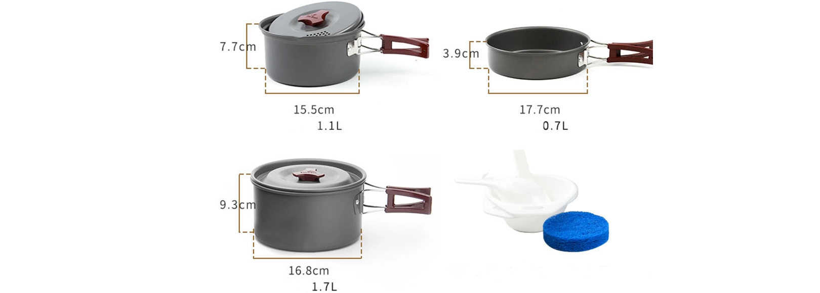 details of Manufacturer Supply Portable Camping Hiking Anodizing Aluminum Camp Cookset with PP Dinerware