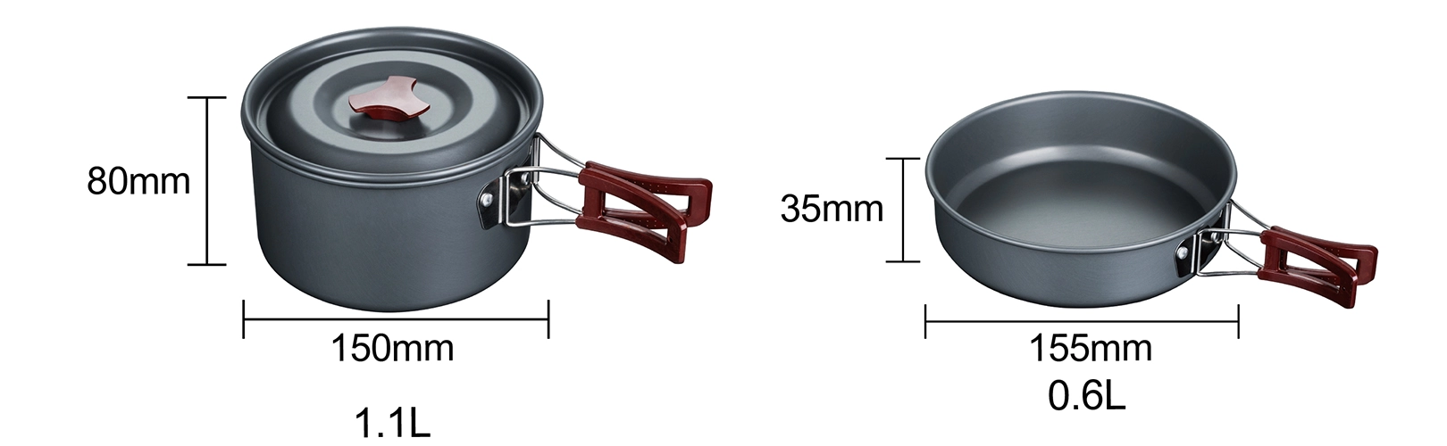 details of Lightweight Aluminum Cooking Set for Solo Camping