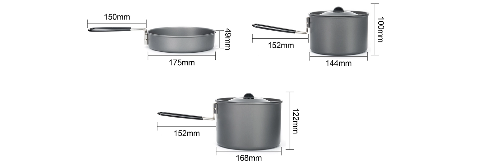 details of Lightweight Aluminum Cookware Set with Pot, Kettle for Backpacking and Camping