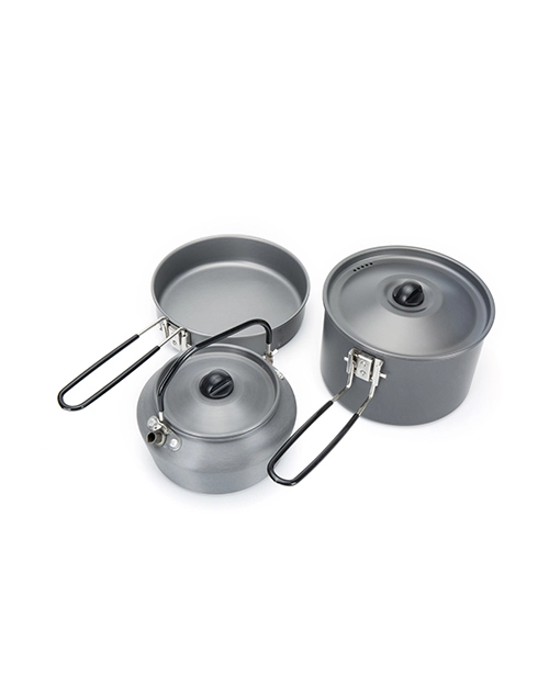 Aluminum Camping Cookware Sauce Pot and Tea Kettle Mess Kit for Backpacking Mountaineering Camp