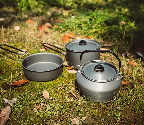 application of Aluminum Camping Cookware Sauce Pot and Tea Kettle Mess Kit for Backpacking Mountaineering Camp-image3