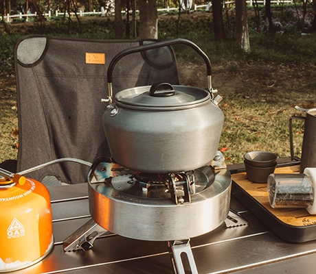 application of Aluminum Camping Cookware Sauce Pot and Tea Kettle Mess Kit for Backpacking Mountaineering Camp-image1