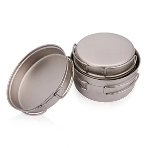 Super Lightweight Titanium Pot and Pan set for Outdoor Cooking