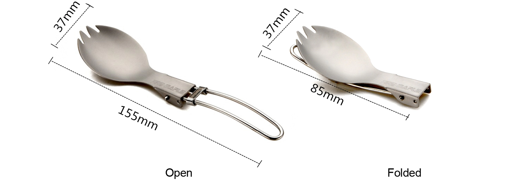 details of Titanium Camping Spork Spoon with Folding Handle