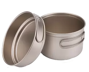 description of Titanium Alloy Pan Backpacking Pot with Foldable Handles