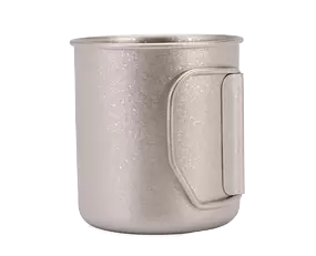 description of Titanium Water /Coffee Tea Cup Mug with Foldable Handle Mug