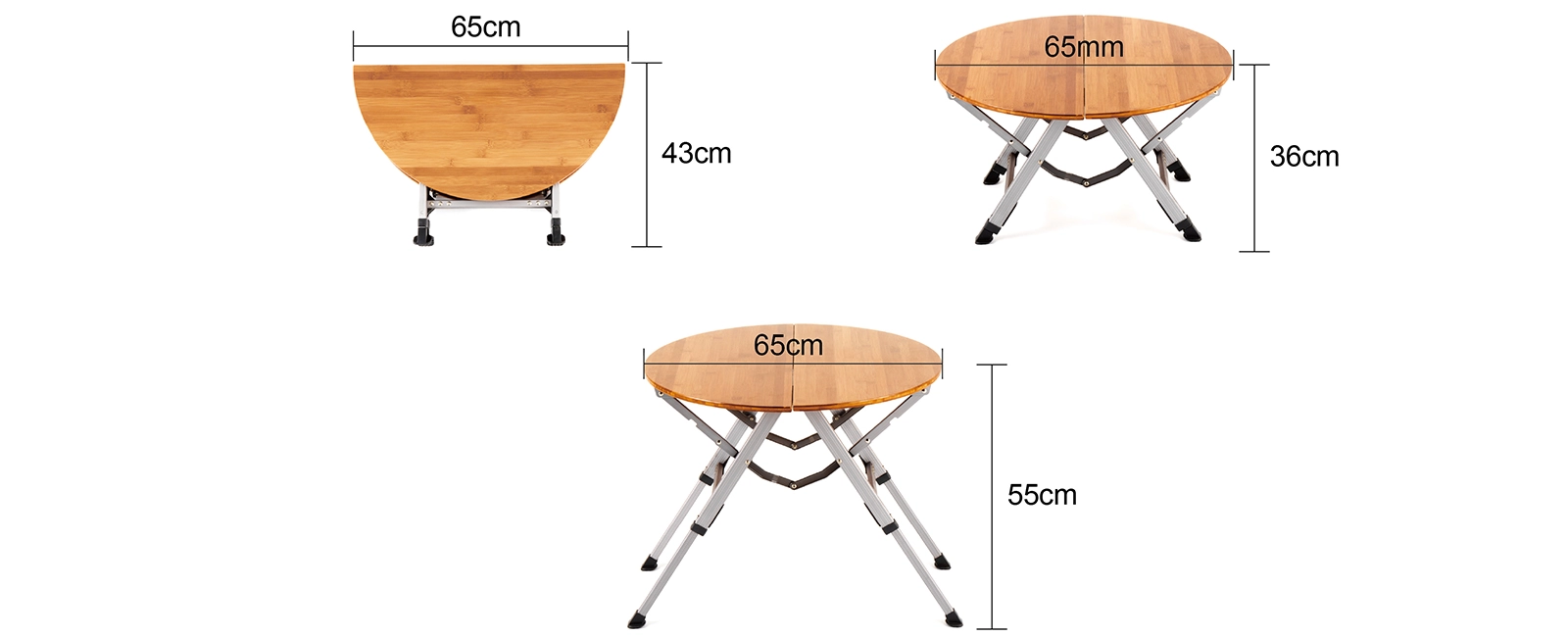 details of Bamboo Garden Round Type Folding Table