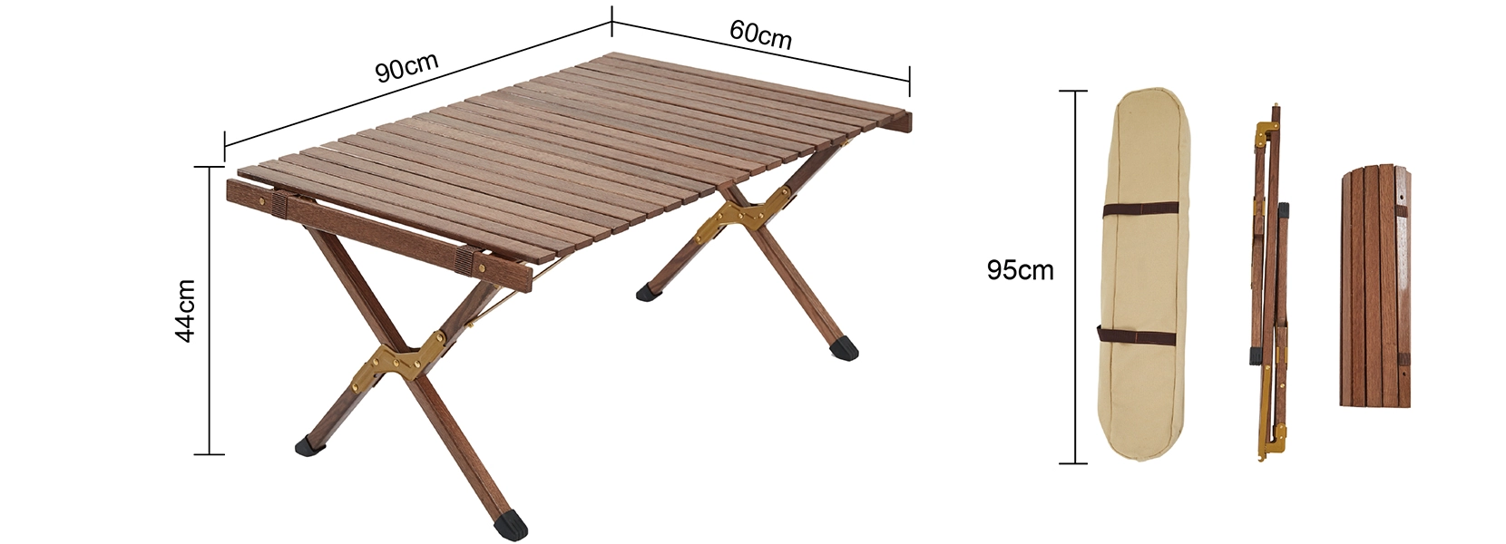 details of Nature Beech Wood Roll up Folding Table for Outdoor Picnic