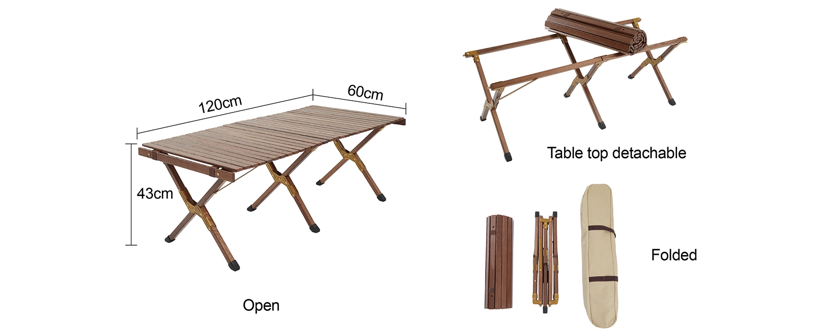 details of Outdoor Folding Furniture Beech Wood Picnic Table