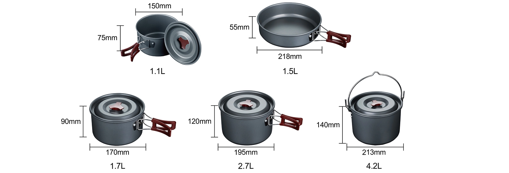 details of 17 Pieces Outdoor Cooking Pots Mess Kit for Family Camping
