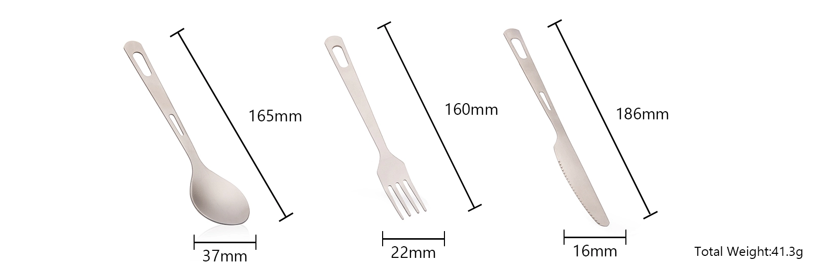 details of Titanium utensils Eco-Friendly Coffee Spoon, Spork and Spoon Set for Camping