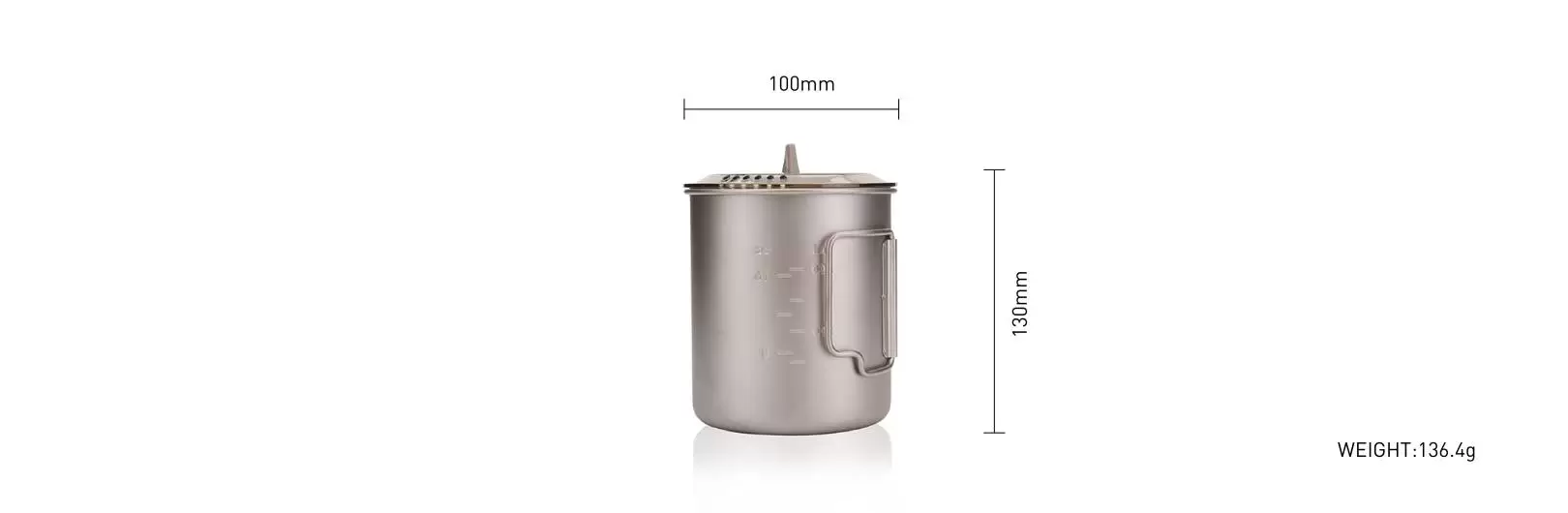 details of Ultralight Titanium Cup Mug – Outside Camping Foldable Handle with Lid