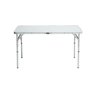 Height Adjustable Aluminum Folding Table with MDF Table Top for Camping Picnic and Garden BBQ Party