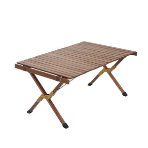 Nature Beech Wood Roll up Folding Table for Outdoor Picnic