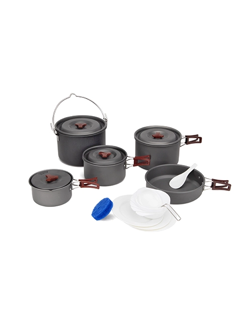 17 Pieces Outdoor Cooking Pots Mess Kit for Family Camping