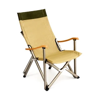 High-back Aluminum Camping Chair with Bamboo Armrest