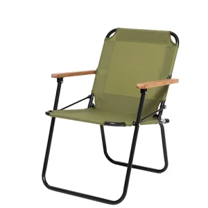 Lightweight Camping folding Chair/Beach Chair in Kermit Style with Wood Armrest