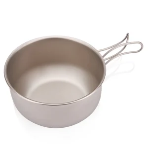 Camping Tableware Titanium Bowl with Folding Handle